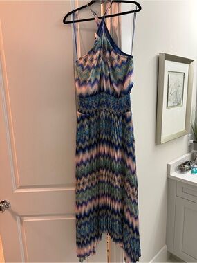 Ramy Brook Multicolor Chevron Halter Maxi Dress